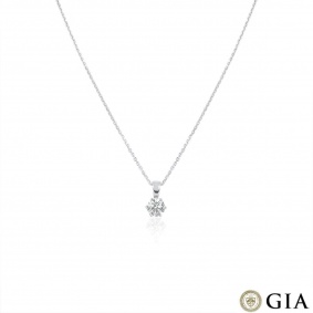 White Gold Round Brilliant Cut Diamond Pendant 0.90ct G/VS1
